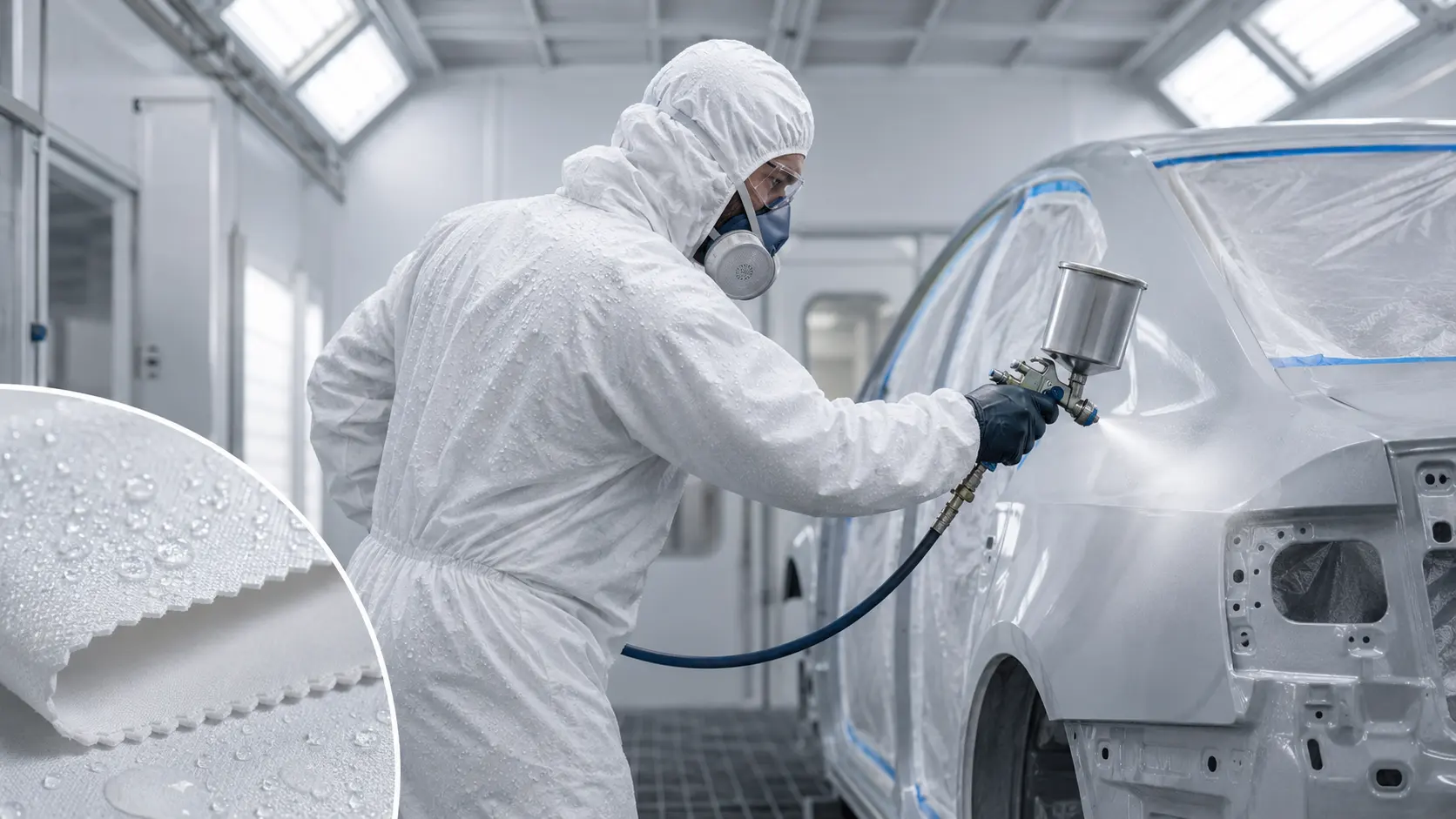 InduBarrier™ Type 6B lightweight limited splash protective fabric for automotive spray painting