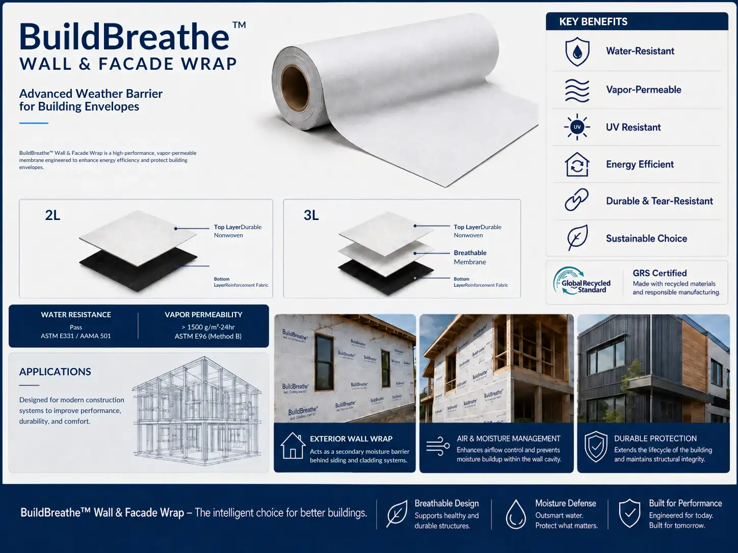 BuildBreathe™ Wall & Facade Wrap breathable building membrane