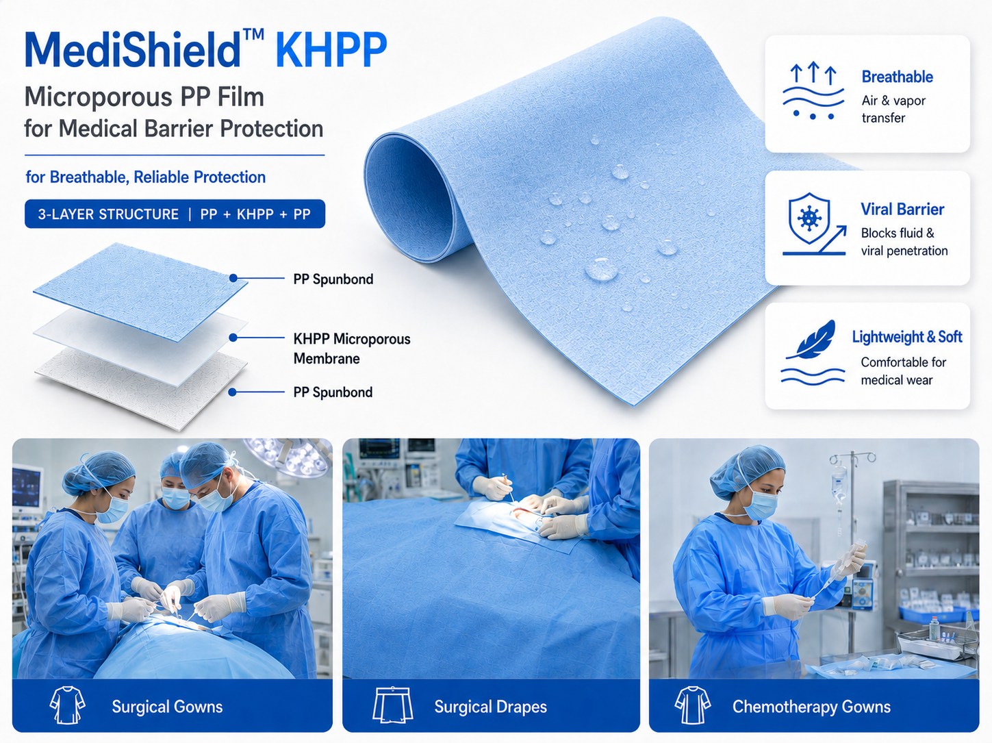 MediShield KHPP Microporous PP Medical Barrier Laminate