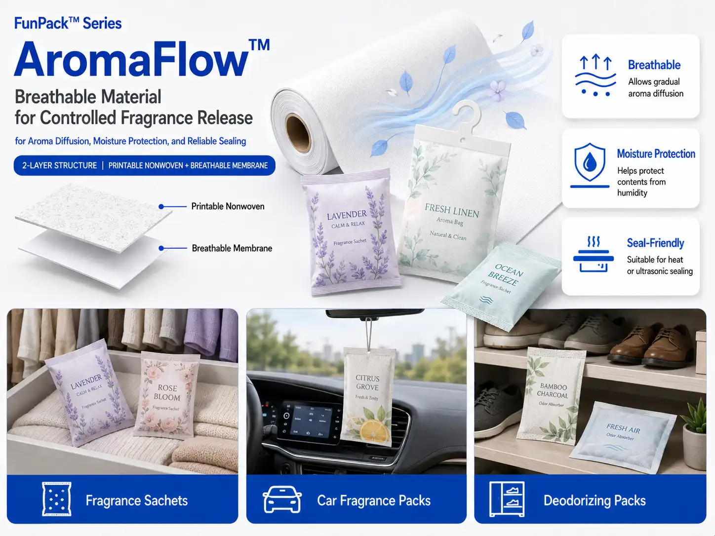 AromaFlow breathable material for controlled fragrance release