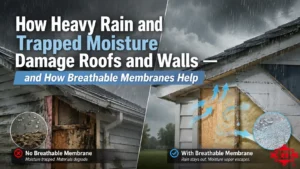 How Heavy Rain and Trapped Moisture Damage Roofs and Walls — and How Breathable Membranes Help