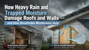 How Heavy Rain and Trapped Moisture Damage Roofs and Walls — and How Breathable Membranes Help