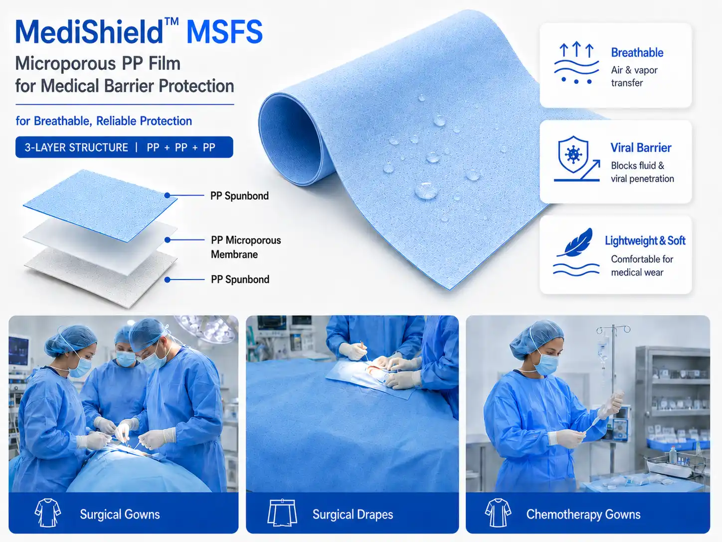 MediShield KHPP Microporous PP Medical Barrier Laminate