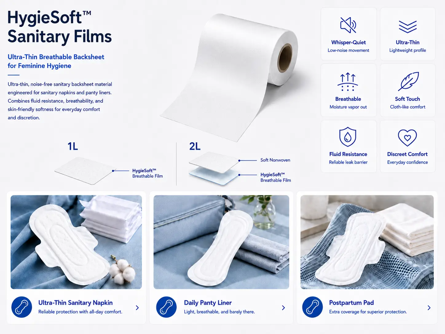 HygieSoft™ Sanitary Films – Breathable Sanitary Napkin Backsheet