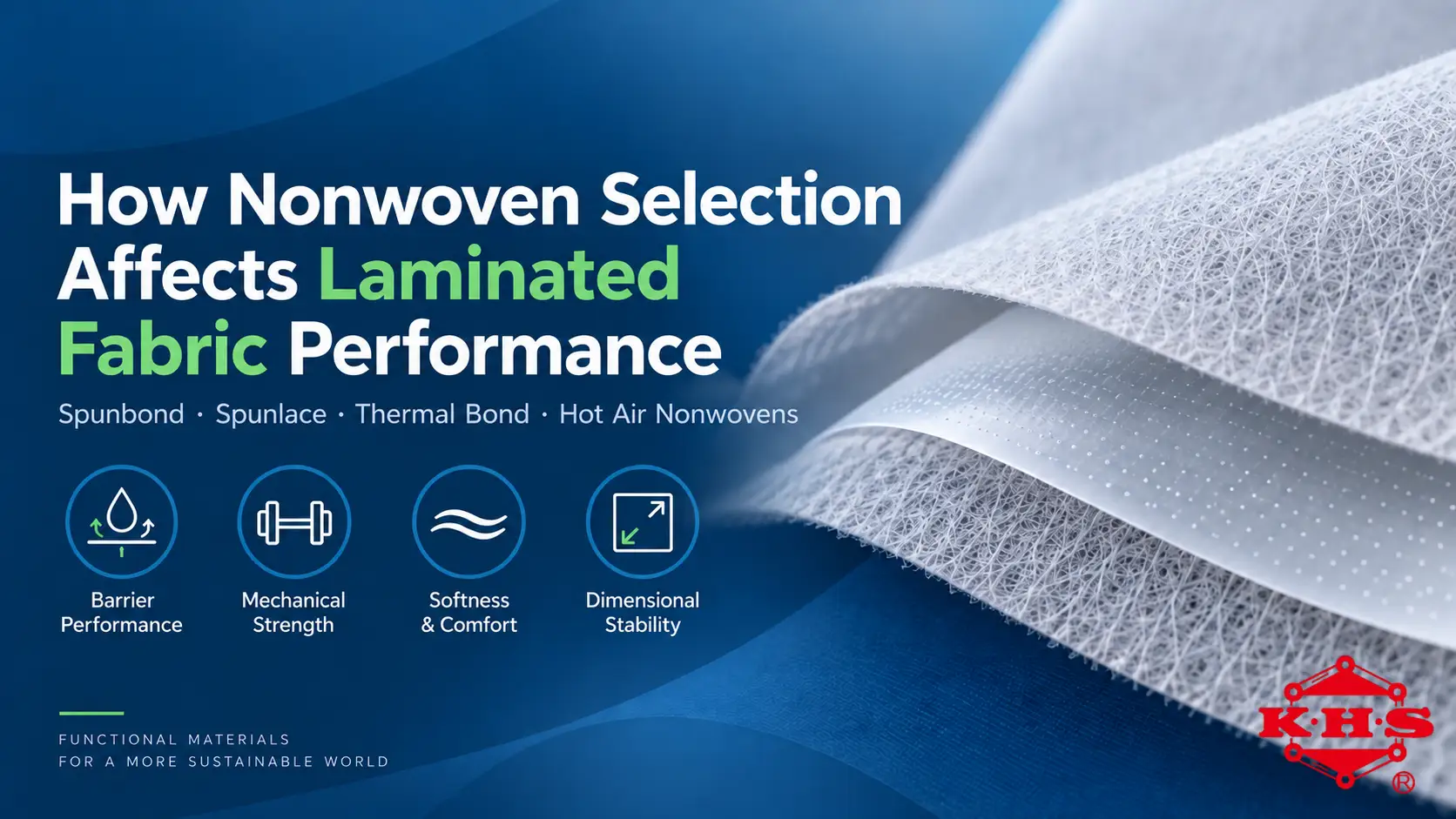 Nonwoven selection for laminated fabric performance including spunbond, spunlace, thermal bond, and hot air nonwovens